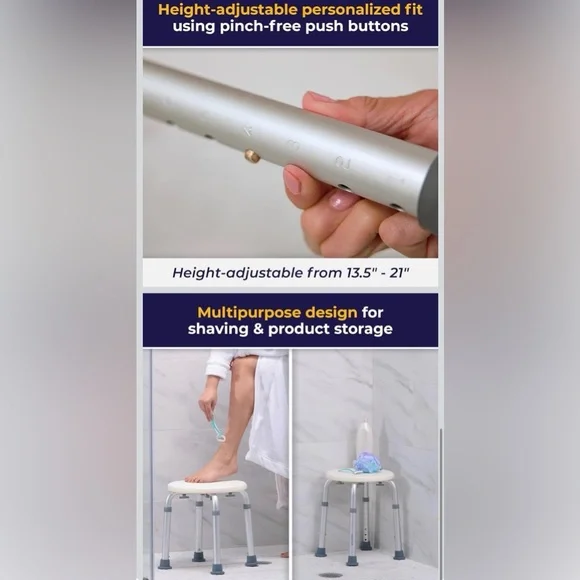 Drive Medical Adjustable Shower Stool Bath Seat – Lightweight & Stable - Picture 8 of 8